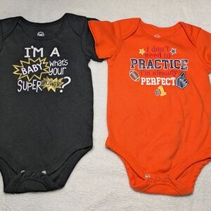 Baby Bodysuit Set - Black and Orange
